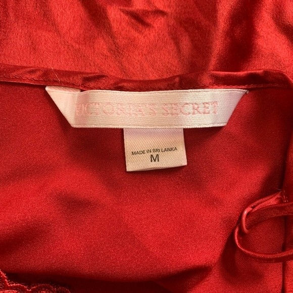 Victoria’s Secret | Silky Deep Red Adjustable Spaghetti Straps Lace Babydoll M - Picture 4 of 5
